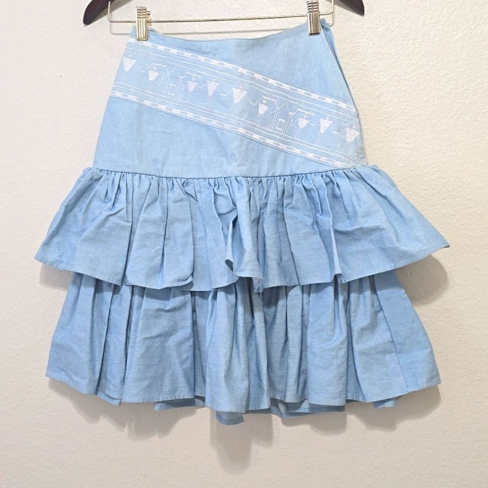 Hairston roberson ropa vintage embroidered ruffle skirt size 4